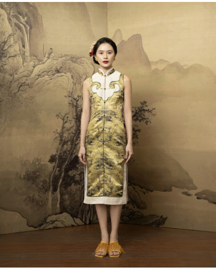 AILEE DRESS GOLD CHINOISERIE