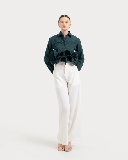 NICOLINE TOP DARK GREEN