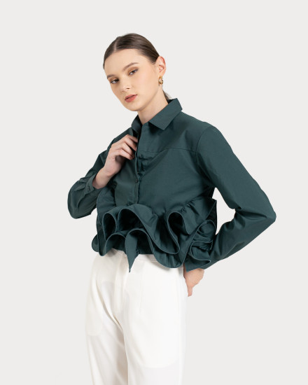 NICOLINE TOP DARK GREEN
