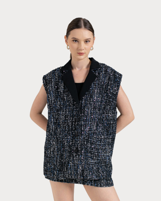 ISHANA VEST BLUE GLITTER