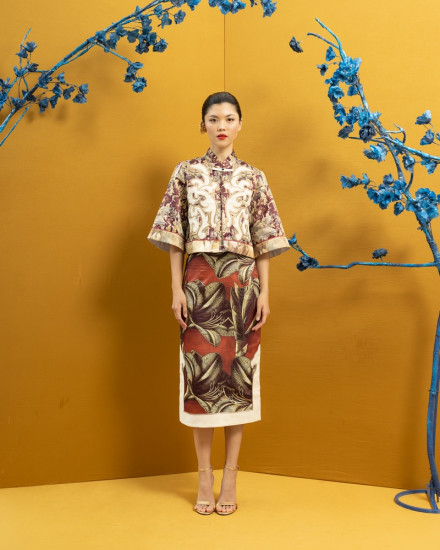 [PRE ORDER] MEI LING TOP BURGUNDY CHINOISERIE