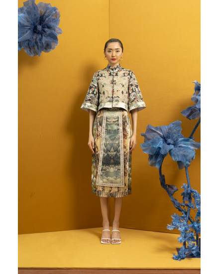 MEI LING TOP BLACK CHINOISERIE