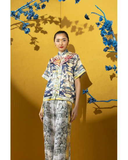 YE RIN TOP BLUE CHINOISERIE