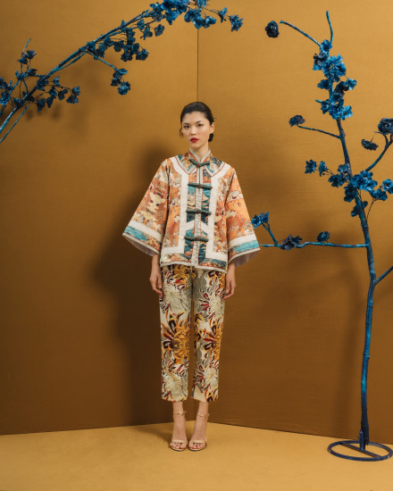 FU LU TOP BURNT YELLOW CHINOISERIE
