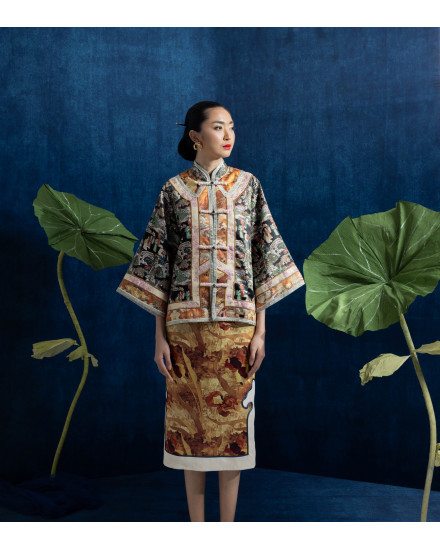 FU LU TOP BLACK CHINOISERIE