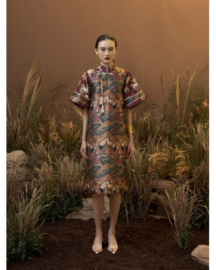 KIREI DRESS BRONZE CHINOISERIE