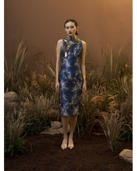 LIZHI DRESS BLUE FOREST