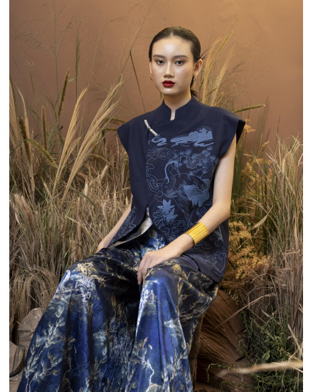 OUZHI TROUSERS BLUE FOREST